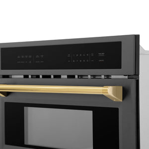 ZLINE Autograph Edition 30” 1.6 cu ft. Built-in Convection Microwave Oven in Black Stainless Steel and Gold Accents