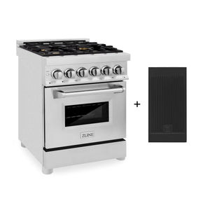 ZLINE 24" 2.8 cu. ft. Electric Oven and Gas Cooktop Dual Fuel Range with Griddle and Brass Burners in Stainless Steel (RA-BR-GR-24)