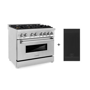 ZLINE 36" 4.6 cu. ft. Electric Oven and Gas Cooktop Dual Fuel Range with Griddle and Brass Burners in Stainless Steel (RA-BR-GR-36)