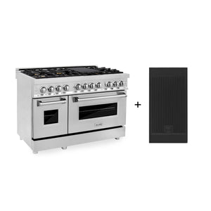 ZLINE 48" 6.0 cu. ft. Electric Oven and Gas CooktopDual Fuel Range with Griddle and Brass Burners in Stainless Steel (RA-BR-GR-48)