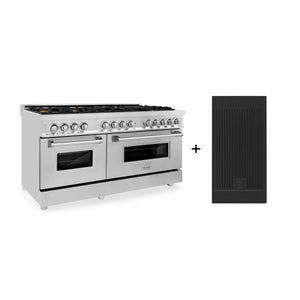 ZLINE 60" 7.4 cu. ft. Electric Oven, Gas Cooktop Dual Fuel Range, Griddle, Brass Burners in Stainless Steel