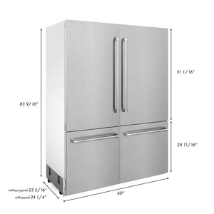 ZLINE 60" 32.2 cu. ft. Built-In 4-Door French Door Freezer Refrigerator, Internal Water, Ice Dispenser, Fingerprint Resistant Stainless Steel