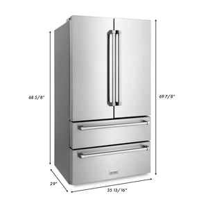 ZLINE Kitchen Package with Refrigeration, 60" Stainless Steel Dual Fuel Range, 60" Range Hood, Microwave Drawer, and 24" Tall Tub Dishwasher