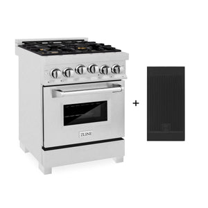 ZLINE 24" 2.8 cu. ft. Gas Oven and Gas Cooktop Range with Griddle and Brass Burners in Fingerprint Resistant Stainless Steel (RGS-SN-BR-GR-24)