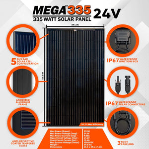 RICH SOLAR MEGA 335 Watt 24 Volt Solar Panel  8,10,12 Pack