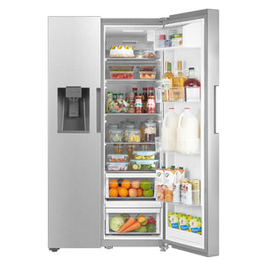 Cosmo 26.3 cu. ft. Side-by-Side Refrigerator with Water and Ice Dispenser in Stainless Steel