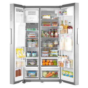 Cosmo 26.3 cu. ft. Side-by-Side Refrigerator with Water and Ice Dispenser in Stainless Steel