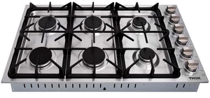 ThorKitchen - 36 Inch Professional Drop-In Gas Cooktop with Six Burners in Stainless Steel