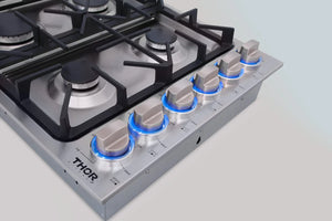 ThorKitchen - 36 Inch Professional Drop-In Gas Cooktop with Six Burners in Stainless Steel