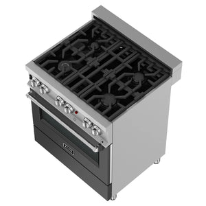 ZLINE 30" 4.0 cu. ft. Dual Fuel Range with Gas Stove and Electric Oven in Fingerprint Resistant Stainless Steel and Black Matte Door (RAS-BLM-30)