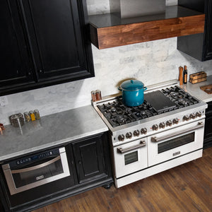 ZLINE 48" 6.0 cu. ft. Dual Fuel Range with Gas Stove and Electric Oven in Stainless Steel and White Matte Door (RA-WM-48)