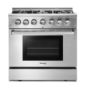 ThorKitchen - 36 Inch Professional Dual Fuel Range in Stainless Steel