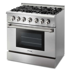 ThorKitchen - 36 Inch Professional Dual Fuel Range in Stainless Steel