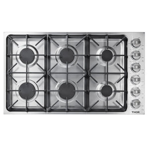 ThorKitchen - 36 Inch Professional Drop-In Gas Cooktop with Six Burners in Stainless Steel