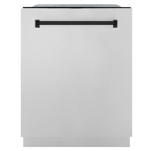 ZLINE Autograph Edition 24" 3rd Rack Top Control Tall Tub Dishwasher in Stainless Steel with Matte Black Handle, 45dBa (DWMTZ-304-24-MB)