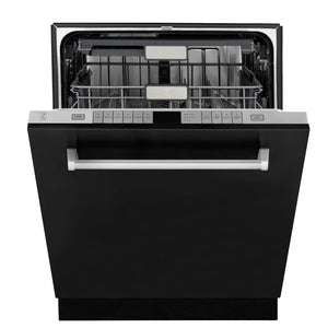 ZLINE 24" Monument Series 3rd Rack Top Touch Control Dishwasher in Black Matte with Stainless Steel Tub, 45dBa