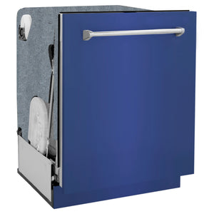 ZLINE 24" Monument Series 3rd Rack Top Touch Control Dishwasher in Blue Matte with Stainless Steel Tub, 45dBa