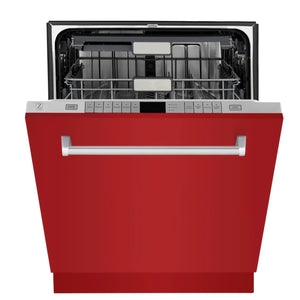 ZLINE 24" Monument Series 3rd Rack Top Touch Control Dishwasher in Red Gloss with Stainless Steel Tub, 45dBa