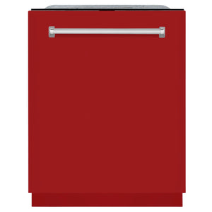 ZLINE 24" Monument Series 3rd Rack Top Touch Control Dishwasher in Red Gloss with Stainless Steel Tub, 45dBa