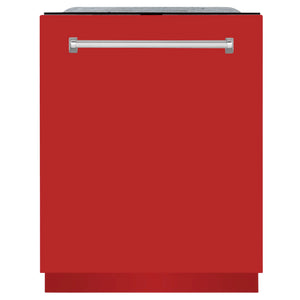 ZLINE 24" Monument Series 3rd Rack Top Touch Control Dishwasher in Red Matte with Stainless Steel Tub, 45dBa