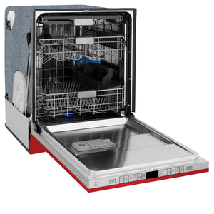 ZLINE 24" Monument Series 3rd Rack Top Touch Control Dishwasher in Red Matte with Stainless Steel Tub, 45dBa