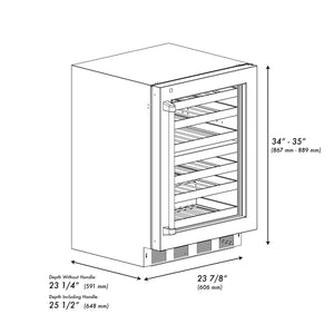 ZLINE Autograph Edition 24 in. Touchstone Dual Zone 44 Bottle Wine Cooler With Stainless Steel Glass Door And Matte Black Handle (RWDOZ-GS-24-MB)