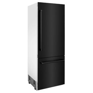 ZLINE 30" 16.1 cu. ft. Built-In 2-Door Bottom Freezer Refrigerator with Internal Water and Ice Dispenser in Black Stainless Steel