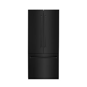 ZLINE 36" 19.6 cu. ft. Built-In 3-Door French Door Freezer Refrigerator with Internal Water and Ice Dispenser in Black Stainless Steel