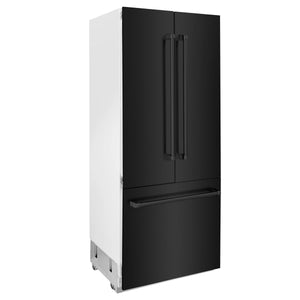 ZLINE 36" 19.6 cu. ft. Built-In 3-Door French Door Freezer Refrigerator with Internal Water and Ice Dispenser in Black Stainless Steel