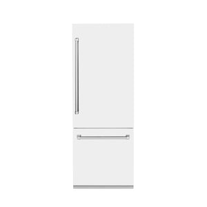 ZLINE 30" 16.1 cu. ft. Built-In 2-Door Bottom Freezer Refrigerator, Internal Water, Ice Dispenser,White Matte