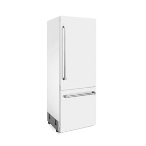 ZLINE 30" 16.1 cu. ft. Built-In 2-Door Bottom Freezer Refrigerator, Internal Water, Ice Dispenser,White Matte