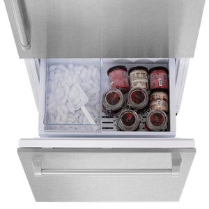 ZLINE 30" 16.1 cu. ft. Built-In 2-Door Bottom Freezer Refrigerator, Internal Water, Ice Dispenser in Fingerprint Resistant Stainless Steel