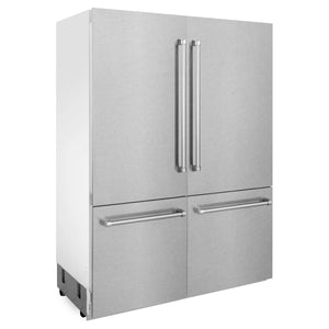 ZLINE 60" 32.2 cu. ft. Built-In 4-Door French Door Freezer Refrigerator, Internal Water, Ice Dispenser, Fingerprint Resistant Stainless Steel