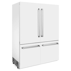 ZLINE 60" 32.2 cu. ft. Built-In 4-Door French Door Refrigerator, Internal Water, Ice Dispenser,White Matte