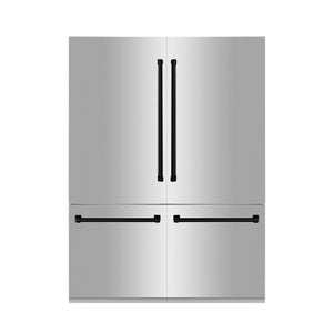 ZLINE 60" Autograph Edition 32.2 cu. ft. 4-Door French Door Refrigerator, Internal Water, Ice Dispenser in Stainless Steel, Matte Black Accents