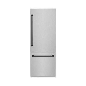 ZLINE 30" Autograph Edition 16.1 cu. ft. Built-in 2-Door Bottom Freezer Refrigerator, Internal Water, Ice Dispenser in Fingerprint Resistant Stainless Steel, Matte Black Accents