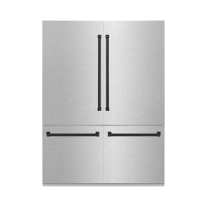 ZLINE 60" Autograph Edition 32.2 cu. ft. Built-in 4-Door French Door Refrigerator,Internal Water,Ice Dispenser, Fingerprint Resistant Stainless Steel, Matte Black Accents