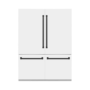 ZLINE 60" Autograph Edition 32.2 cu. ft. Built-in 4-Door French Door Refrigerator, Internal Water, Ice Dispenser,White Matte, Matte Black Accents