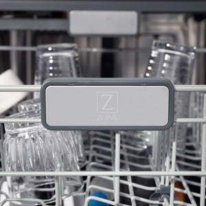 ZLINE Autograph Edition 24" 3rd Rack Top Control Tall Tub Dishwasher in White Matte with Matte Black Handle, 45dBa (DWMTZ-WM-24-MB)