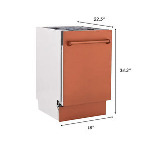 ZLINE 18" Tallac Series 3rd Rack Top Control Dishwasher in Copper with Stainless Steel Tub, 51dBa (DWV-C-18)