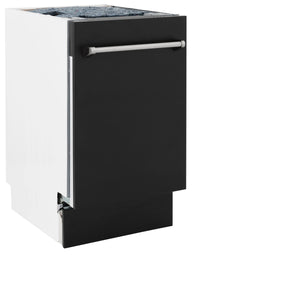 ZLINE 18" Tallac Series 3rd Rack Top Control Dishwasher in Black Matte with Stainless Steel Tub, 51dBa (DWV-BLM-18)