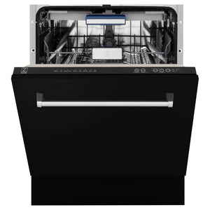 ZLINE 24" Tallac Series 3rd Rack Tall Tub Dishwasher in Black Matte with Stainless Steel Tub, 51dBa (DWV-BLM-24)