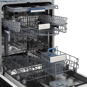 ZLINE Autograph Edition 18” Compact 3rd Rack Top Control Dishwasher in Black Stainless Steel with Champagne Bronze Handle, 51dBa (DWVZ-BS-18-CB)