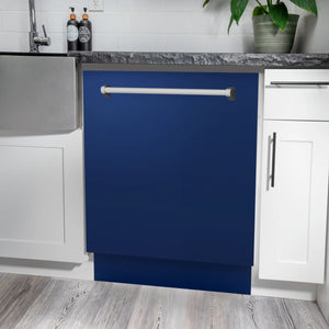 ZLINE 24" Monument Series 3rd Rack Top Touch Control Dishwasher in Blue Gloss with Stainless Steel Tub, 45dBa