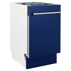 ZLINE 18" Tallac Series 3rd Rack Top Control Dishwasher in Blue Gloss with Stainless Steel Tub, 51dBa (DWV-BG-18)