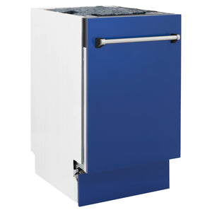 ZLINE 18" Tallac Series 3rd Rack Top Control Dishwasher in Blue Matte with Stainless Steel Tub, 51dBa (DWV-BM-18)