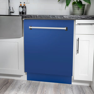 ZLINE 24" Tallac Series 3rd Rack Tall Tub Dishwasher in Blue Matte with Stainless Steel Tub, 51dBa (DWV-BM-24)