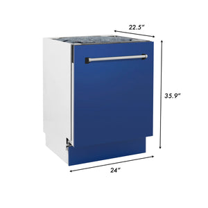 ZLINE 24" Tallac Series 3rd Rack Tall Tub Dishwasher in Blue Matte with Stainless Steel Tub, 51dBa (DWV-BM-24)