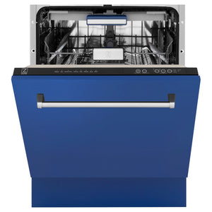 ZLINE 24" Tallac Series 3rd Rack Tall Tub Dishwasher in Blue Matte with Stainless Steel Tub, 51dBa (DWV-BM-24)