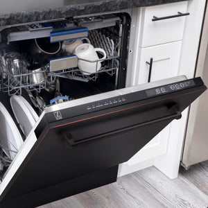 ZLINE 24" Tallac Series 3rd Rack Tall Tub Dishwasher in Oil Rubbed Bronze with Stainless Steel Tub, 51dBa (DWV-ORB-24)